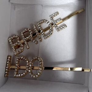 2 Pcs Gold Metal Bride I Do Vintage Hair Clips with Rhinestones